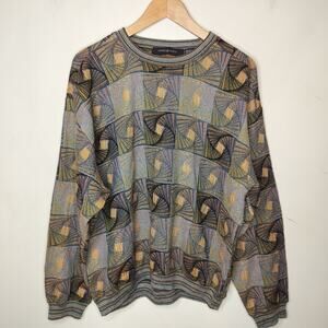 Jhane Barnes Sweater Abstract Knit Art Pullover Dad